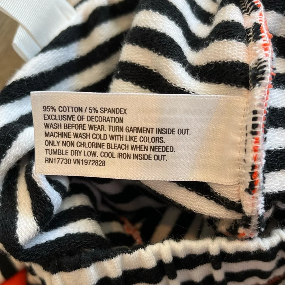 Cat & Jack Baby Boy Striped Dinosaur Pants with Pocket Black White Orange 6-9 M